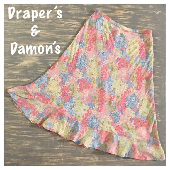 Draper’s & Damon’s Designer Floral Skirt Petite Sm - Picture 1 of 5